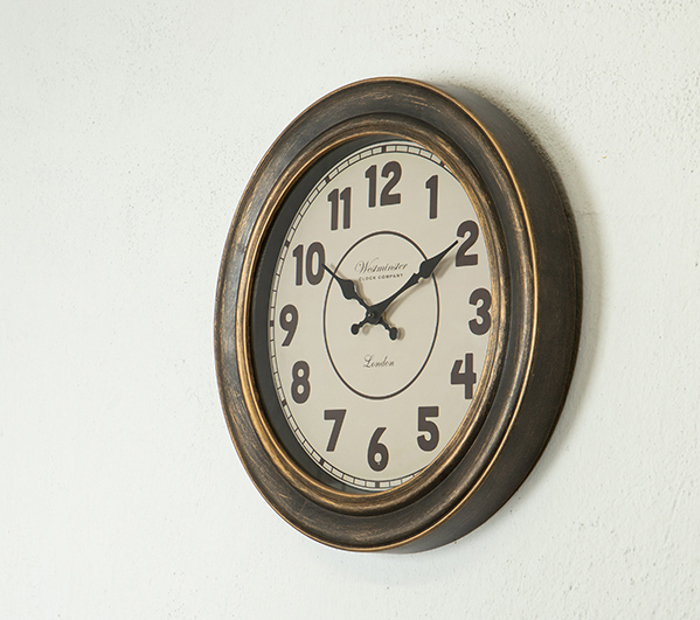 ESTHETI home Roloi Toixou Plastiko Antike Xruso/Mpez F40x4.5cm 753-12026